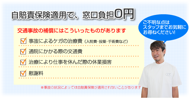 自賠責保険適用で窓口負担0円